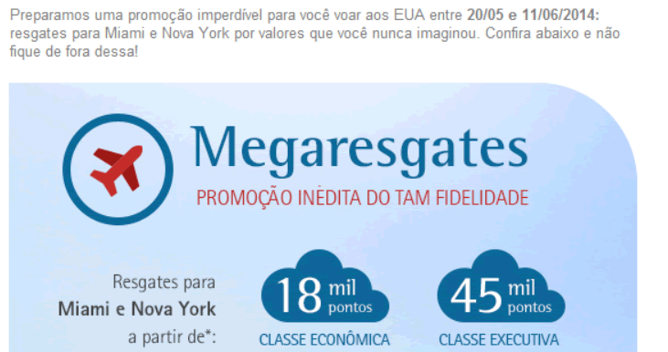 Promocao Resgate TAM Economica e Executiva