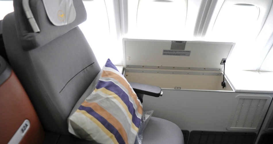 Detalhe da Executiva no Boeing 747-800 - São Paulo - Frankfurt